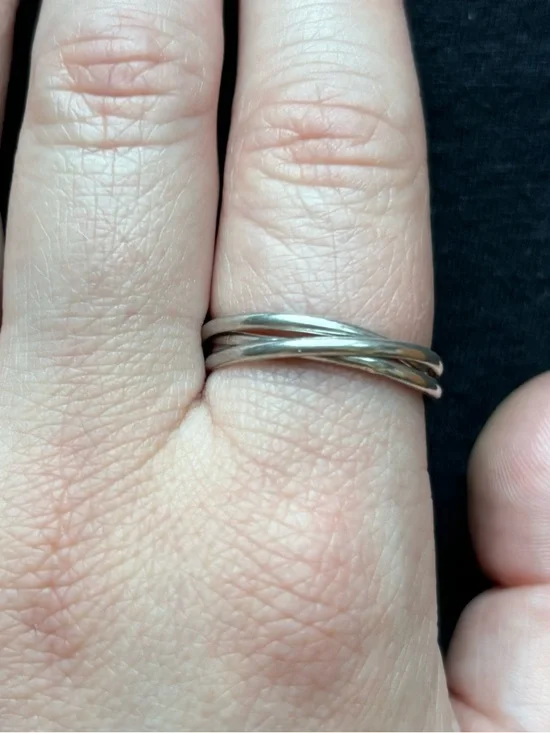 Sterling Silver Size 9 Triple Band Interlocked Fidget Rolling Ring - Picture 2 of 8